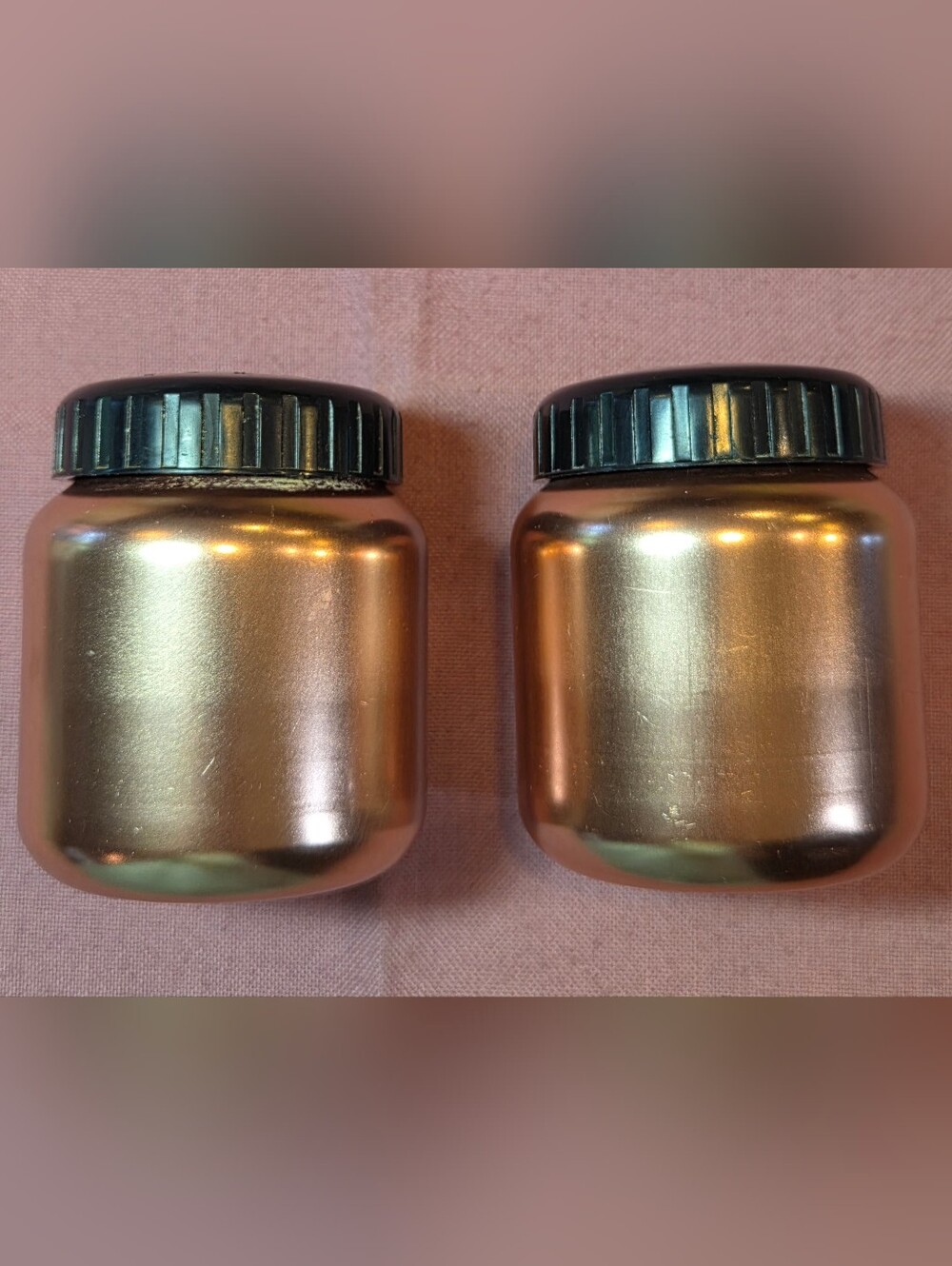 Vtg MCM 1960's Color Craft  Copper Tone Salt & Pepper Set Indianapolis Indiana